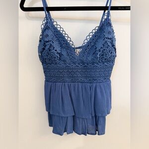 ATAP ruffle tank top. Size S. Blue color- nice detail on top.adjustable straps